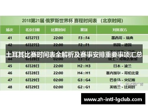 土耳其比赛时间表全解析及赛事安排重要事项汇总
